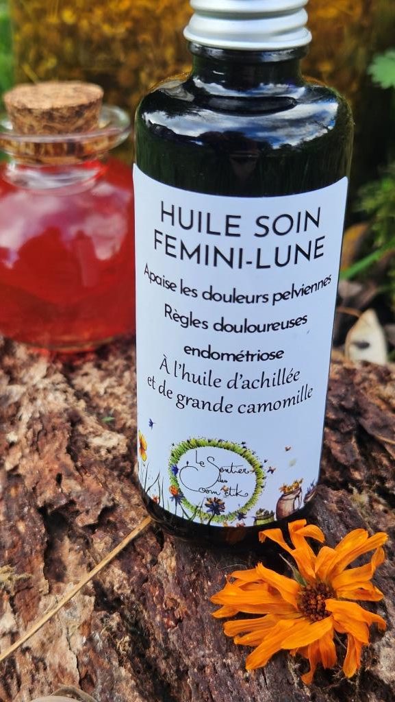 Huile de soin Endo-Calm naturelle pour douleurs pelviennes et règles douloureuses aux plantes médicinales bio.